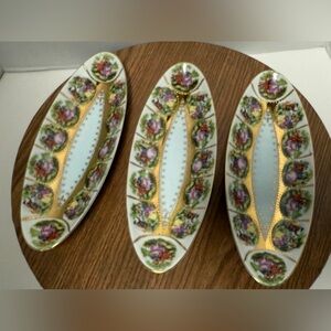 Royal Vienna Vintage Gilt Arnat Japan Porcelain Oval Serving Dishes